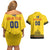 Custom Romania Rugby Couples Matching Off Shoulder Short Dress and Hawaiian Shirt Yellow Version Retro Style