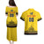 Custom Romania Rugby Couples Matching Puletasi and Hawaiian Shirt Yellow Version Retro Style