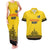 Custom Romania Rugby Couples Matching Tank Maxi Dress and Hawaiian Shirt Yellow Version Retro Style