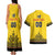 Custom Romania Rugby Couples Matching Tank Maxi Dress and Hawaiian Shirt Yellow Version Retro Style