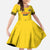 Custom Romania Rugby Family Matching Long Sleeve Bodycon Dress and Hawaiian Shirt Yellow Version Retro Style