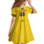 Custom Romania Rugby Family Matching Long Sleeve Bodycon Dress and Hawaiian Shirt Yellow Version Retro Style