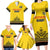 Custom Romania Rugby Family Matching Long Sleeve Bodycon Dress and Hawaiian Shirt Yellow Version Retro Style