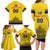 Custom Romania Rugby Family Matching Long Sleeve Bodycon Dress and Hawaiian Shirt Yellow Version Retro Style