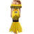 Custom Romania Rugby Family Matching Mermaid Dress and Hawaiian Shirt Yellow Version Retro Style