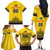 Custom Romania Rugby Family Matching Off The Shoulder Long Sleeve Dress and Hawaiian Shirt Yellow Version Retro Style