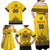 Custom Romania Rugby Family Matching Off Shoulder Maxi Dress and Hawaiian Shirt Yellow Version Retro Style