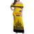 Custom Romania Rugby Family Matching Off Shoulder Maxi Dress and Hawaiian Shirt Yellow Version Retro Style