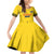 Custom Romania Rugby Family Matching Off Shoulder Short Dress and Hawaiian Shirt Yellow Version Retro Style