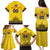 Custom Romania Rugby Family Matching Puletasi and Hawaiian Shirt Yellow Version Retro Style