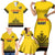 Custom Romania Rugby Family Matching Short Sleeve Bodycon Dress and Hawaiian Shirt Yellow Version Retro Style