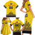 Custom Romania Rugby Family Matching Short Sleeve Bodycon Dress and Hawaiian Shirt Yellow Version Retro Style