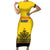 Custom Romania Rugby Family Matching Short Sleeve Bodycon Dress and Hawaiian Shirt Yellow Version Retro Style