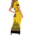 Custom Romania Rugby Family Matching Short Sleeve Bodycon Dress and Hawaiian Shirt Yellow Version Retro Style