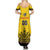 Custom Romania Rugby Family Matching Summer Maxi Dress and Hawaiian Shirt Yellow Version Retro Style