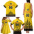 Custom Romania Rugby Family Matching Tank Maxi Dress and Hawaiian Shirt Yellow Version Retro Style