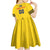 Custom Romania Rugby Kid Short Sleeve Dress Yellow Version Retro Style