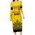 Custom Romania Rugby Long Sleeve Bodycon Dress Yellow Version Retro Style