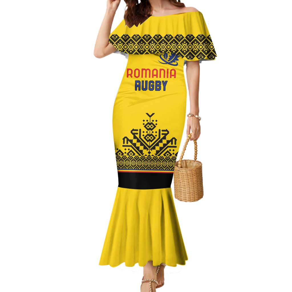 Custom Romania Rugby Mermaid Dress Yellow Version Retro Style