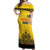 Custom Romania Rugby Off Shoulder Maxi Dress Yellow Version Retro Style