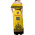 Custom Romania Rugby Off Shoulder Maxi Dress Yellow Version Retro Style