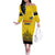 Custom Romania Rugby Off The Shoulder Long Sleeve Dress Yellow Version Retro Style