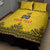 Custom Romania Rugby Quilt Bed Set Yellow Version Retro Style - Wonder Print Shop