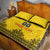 Custom Romania Rugby Quilt Bed Set Yellow Version Retro Style - Wonder Print Shop