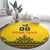 Custom Romania Rugby Round Carpet Yellow Version Retro Style - Wonder Print Shop