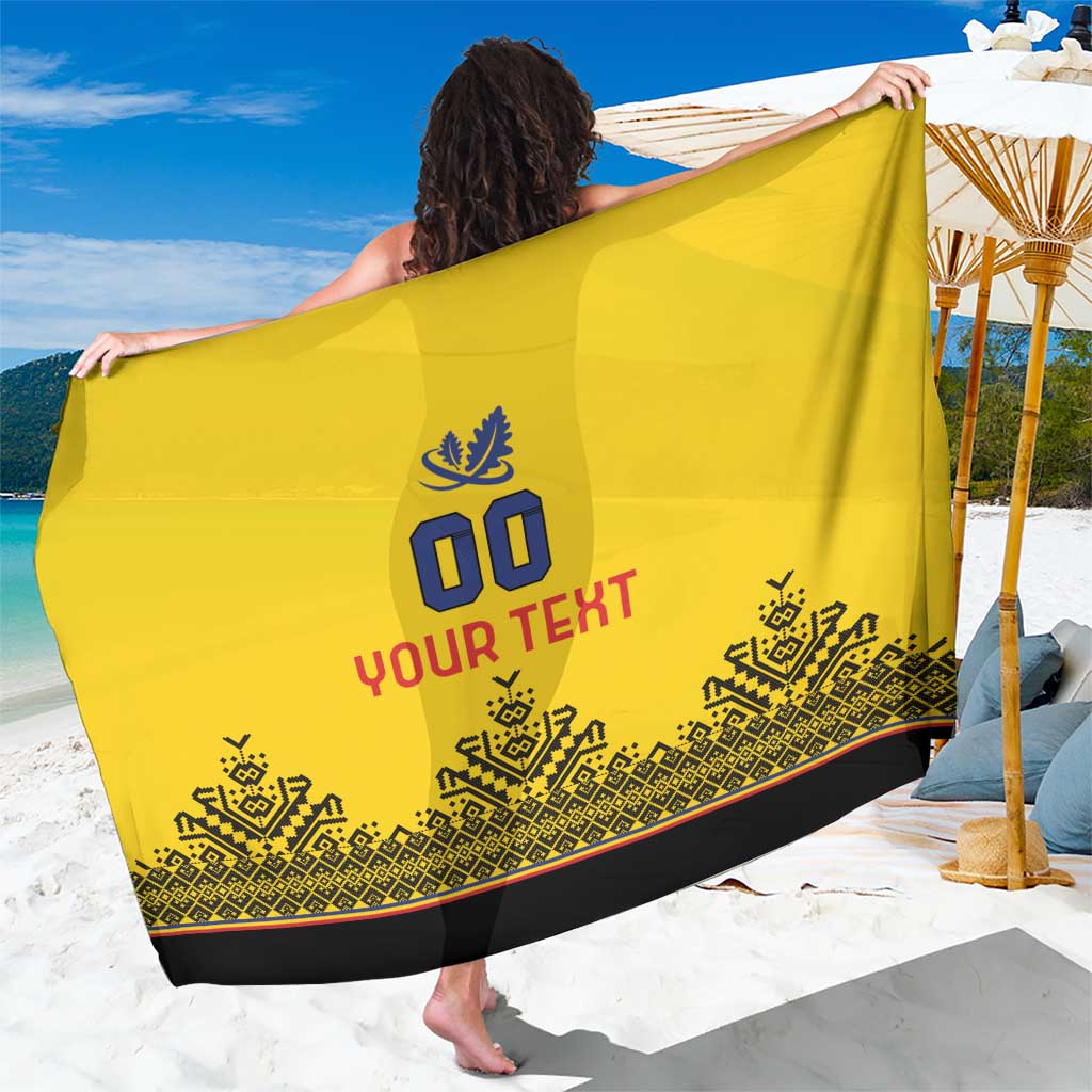 Custom Romania Rugby Sarong Yellow Version Retro Style - Wonder Print Shop