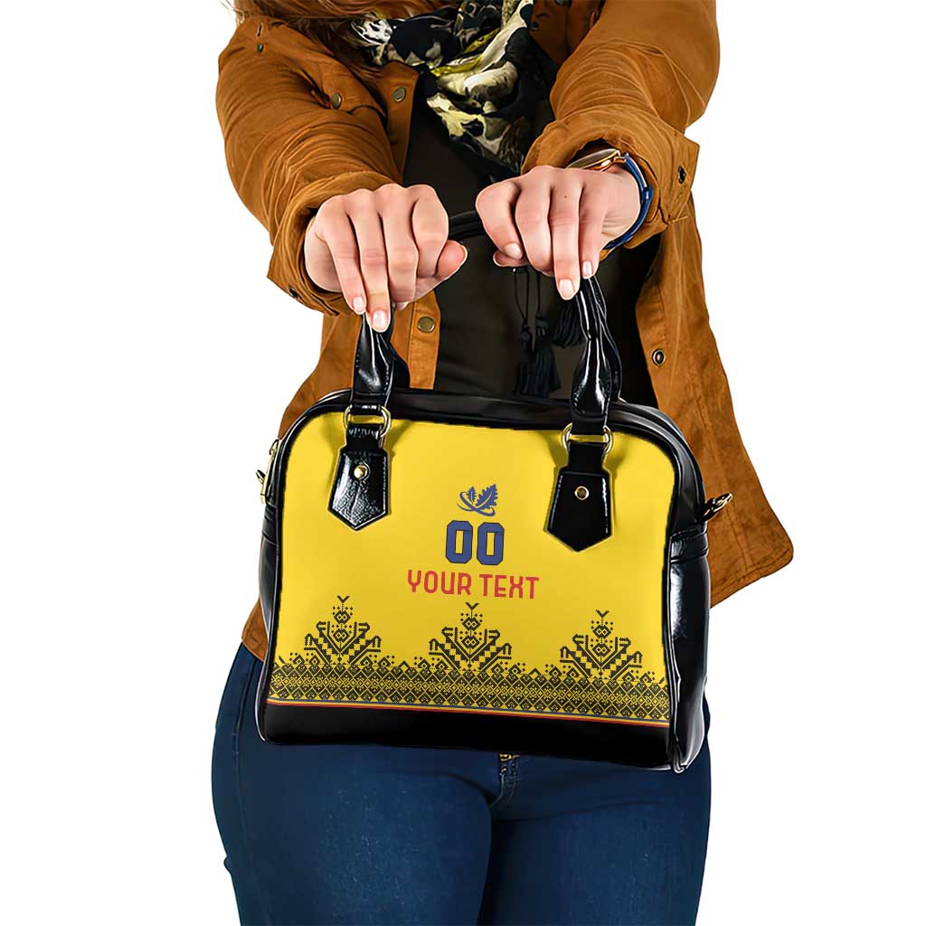 Custom Romania Rugby Shoulder Handbag Yellow Version Retro Style