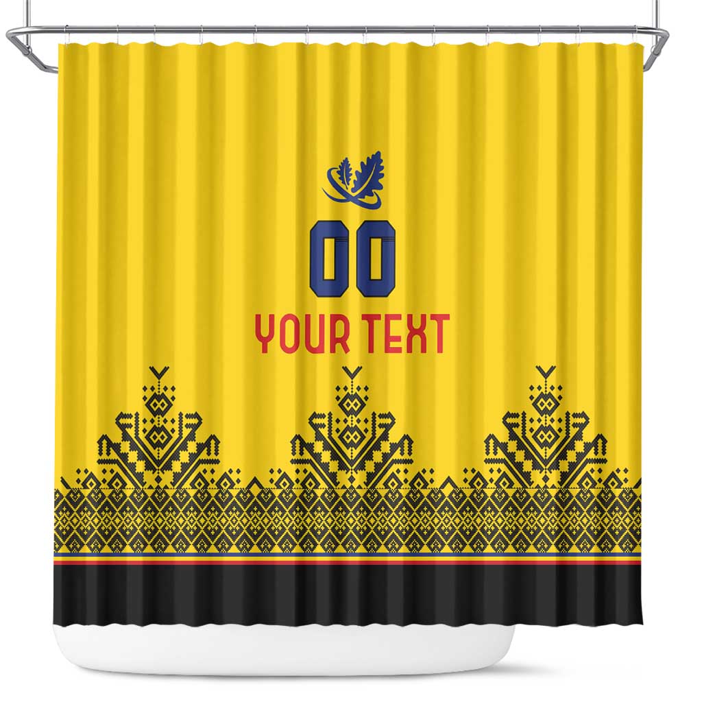 Custom Romania Rugby Shower Curtain Yellow Version Retro Style