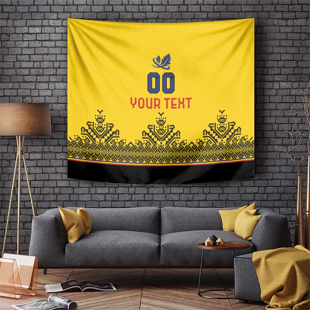 Custom Romania Rugby Tapestry Yellow Version Retro Style