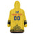 Custom Romania Rugby Wearable Blanket Hoodie Yellow Version Retro Style