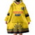 Custom Romania Rugby Wearable Blanket Hoodie Yellow Version Retro Style