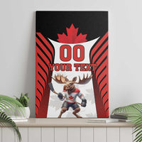 Custom Canada Hockey Canvas Wall Art Moose Playing Ice Hockey