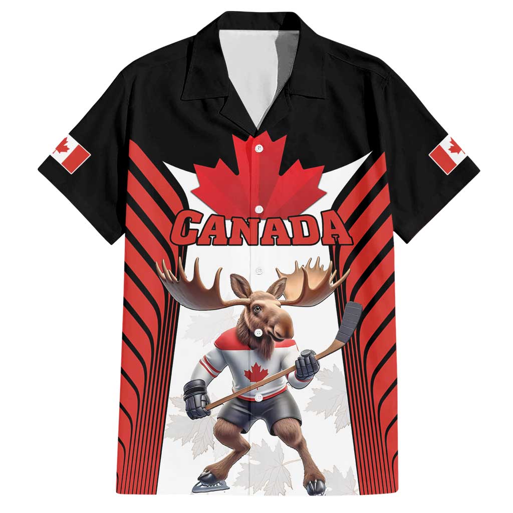 Custom Canada Hockey Hawaiian Shirt Moose Playing Ice Hockey