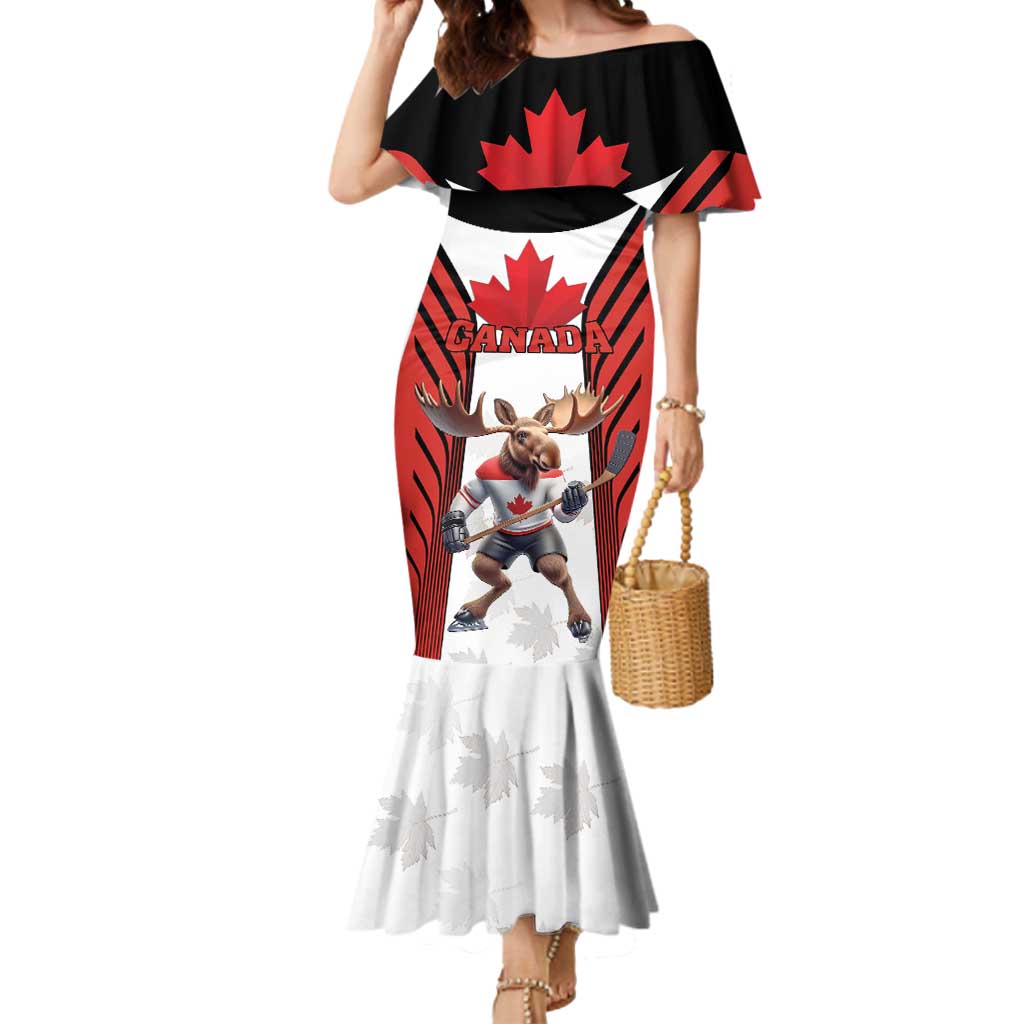 Custom Canada Hockey Mermaid Dress Moose Playing Ice Hockey