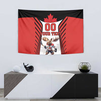 Custom Canada Hockey Tapestry Moose Playing Ice Hockey