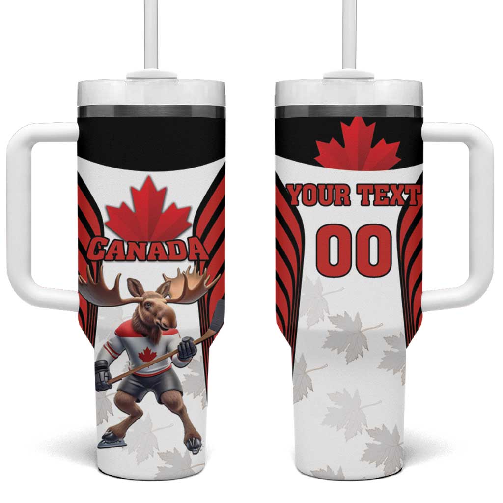 Custom Canada Hockey Tumbler With Handle Moose Playing Ice Hockey