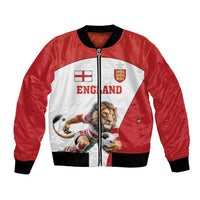 England football bomber jacket with lion mascot graphic, full zipper, ribbed cuffs