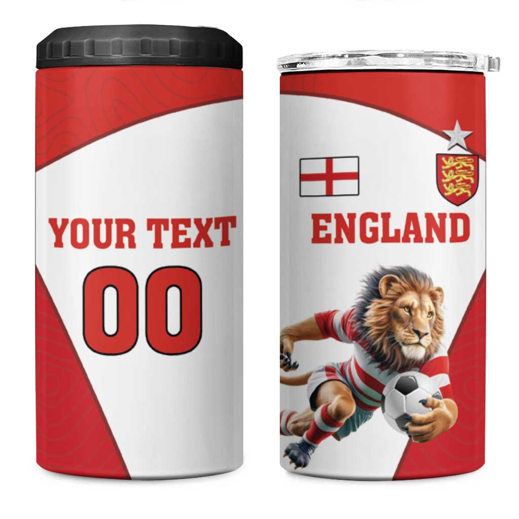 Custom England Football 4 in 1 Can Cooler Tumbler Lion Mascot Sporty Version