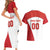 Custom England Football Couples Matching Short Sleeve Bodycon Dress and Hawaiian Shirt Lion Mascot Sporty Version