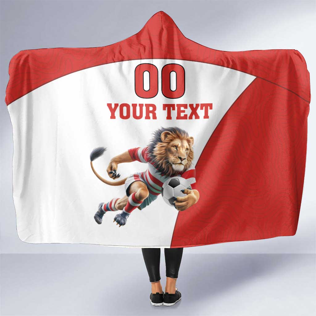 Custom England Football Hooded Blanket Lion Mascot Sporty Version