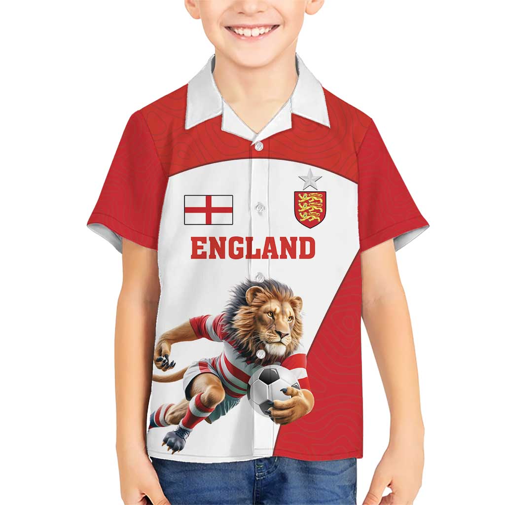 Custom England Football Kid Hawaiian Shirt Lion Mascot Sporty Version