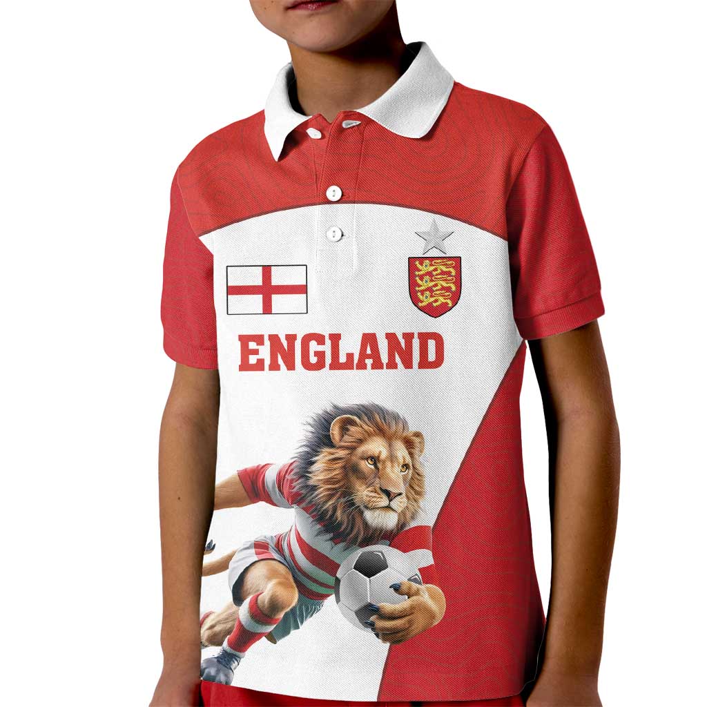 Custom England Football Kid Polo Shirt Lion Mascot Sporty Version