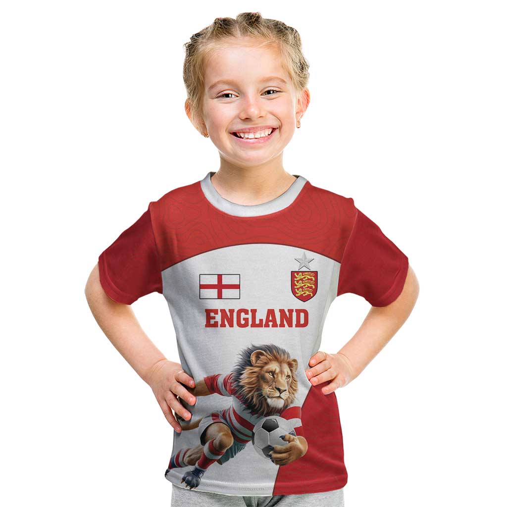 Custom England Football Kid T Shirt Lion Mascot Sporty Version