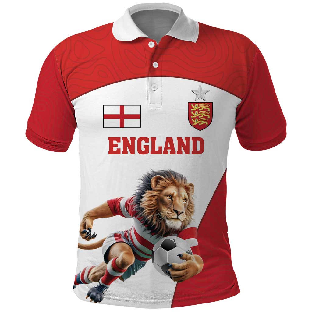 Custom England Football Polo Shirt Lion Mascot Sporty Version