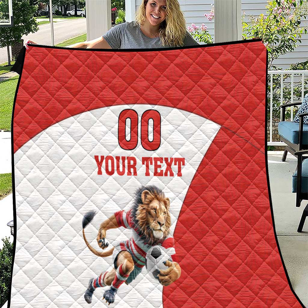 Custom England Football Quilt Lion Mascot Sporty Version