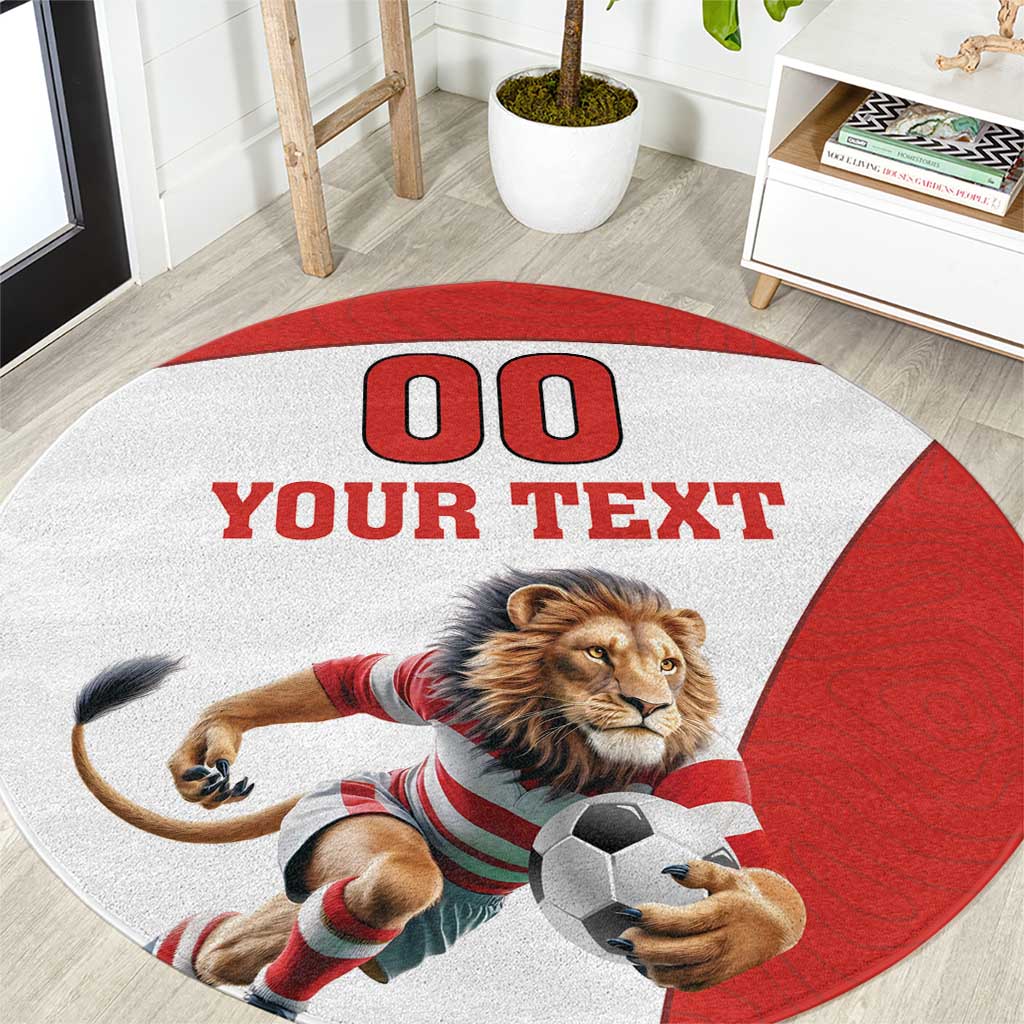 Custom England Football Round Carpet Lion Mascot Sporty Version